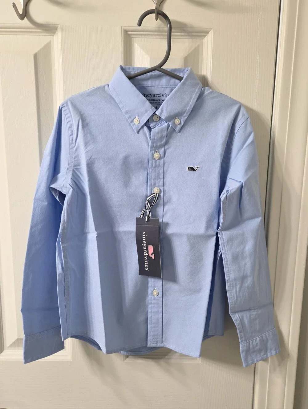 NWT Vineyard Vines Boys Light Blue (Ocean) Performance Button-Down Shirt Size 6